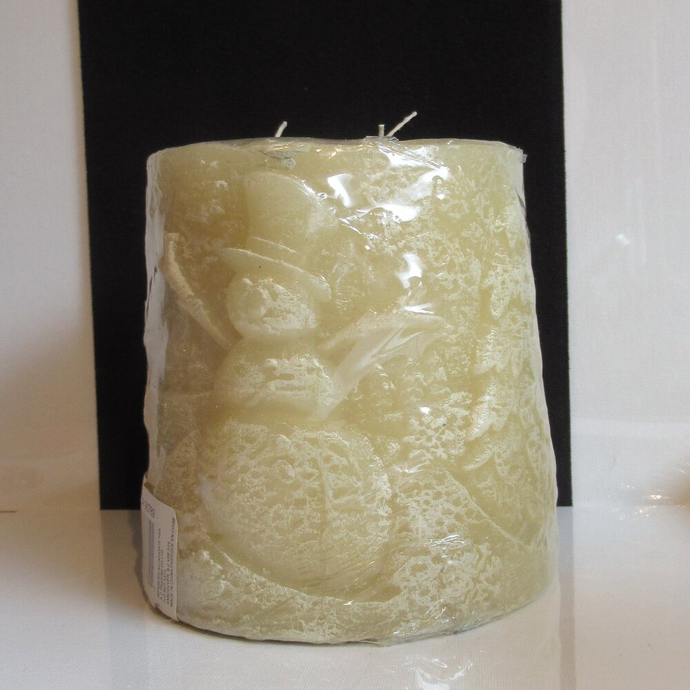 Vintage, Jumbo Christmas Candle, Snowmen, Trees, Snow, Holiday, 3 Wicks
